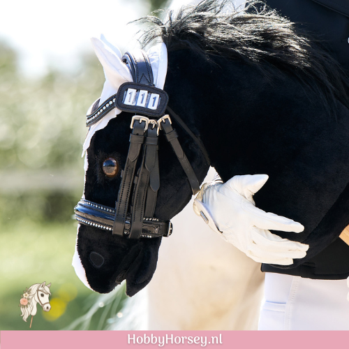 hobbyhorse kopen startnummer hoofdstel glitter zwart oornetje wit