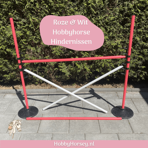 Hobby Horse Hindernis Set Basis – 100 cm | Verstelbaar | In de kleuren Roze en Wit