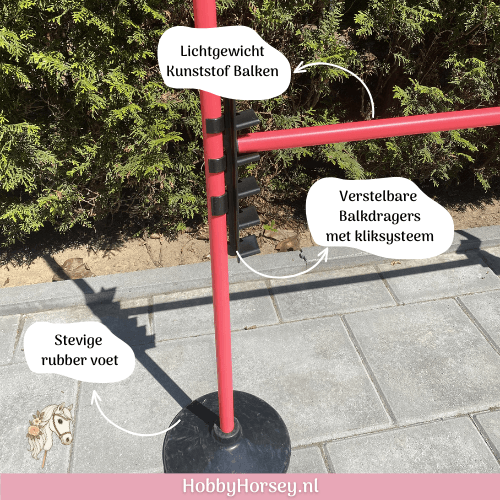 Hobby Horse Hindernis Set Basis – 100 cm | Verstelbaar | In de kleuren Roze en Wit