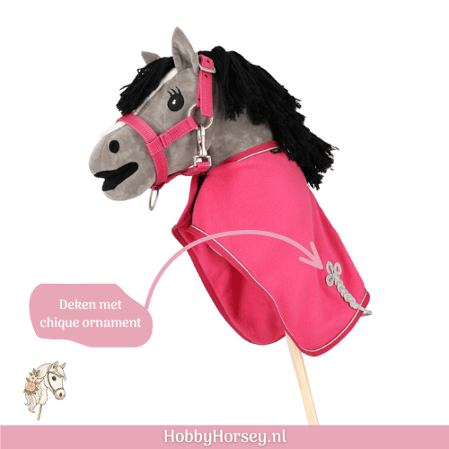 Hobby horse QHP fleece deken fuchsia roze Hobby horse QHP fleece deken fuchsia roze kopen