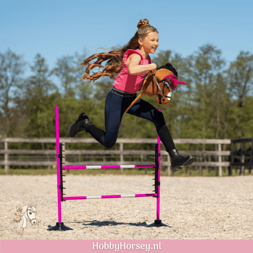 QHP hobby horse hindernis springset roze, verstelbare hoogte