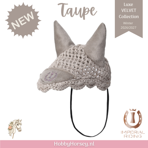 Hobby horse oornetje taupe IRH Velvet - HobbyHorsey.nl